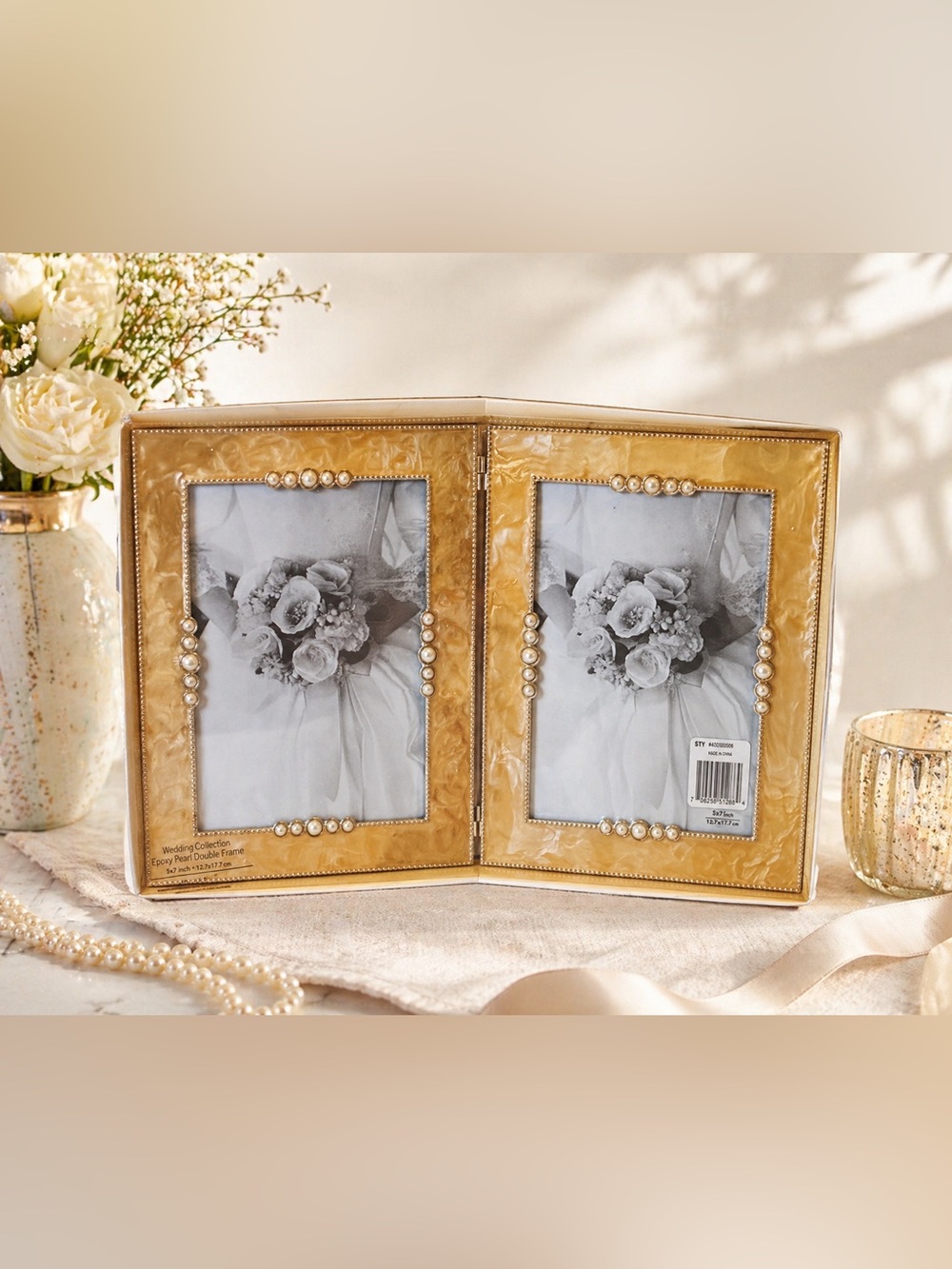 Inhabit Epoxy Pearl Wedding Collection Double Frame New Old Stock 2004 NIB